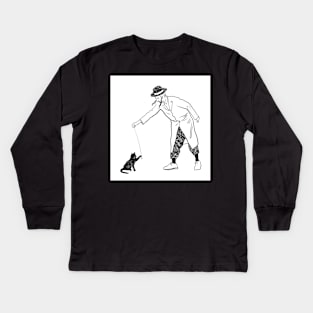 Orthodox jew playing with cat Kids Long Sleeve T-Shirt